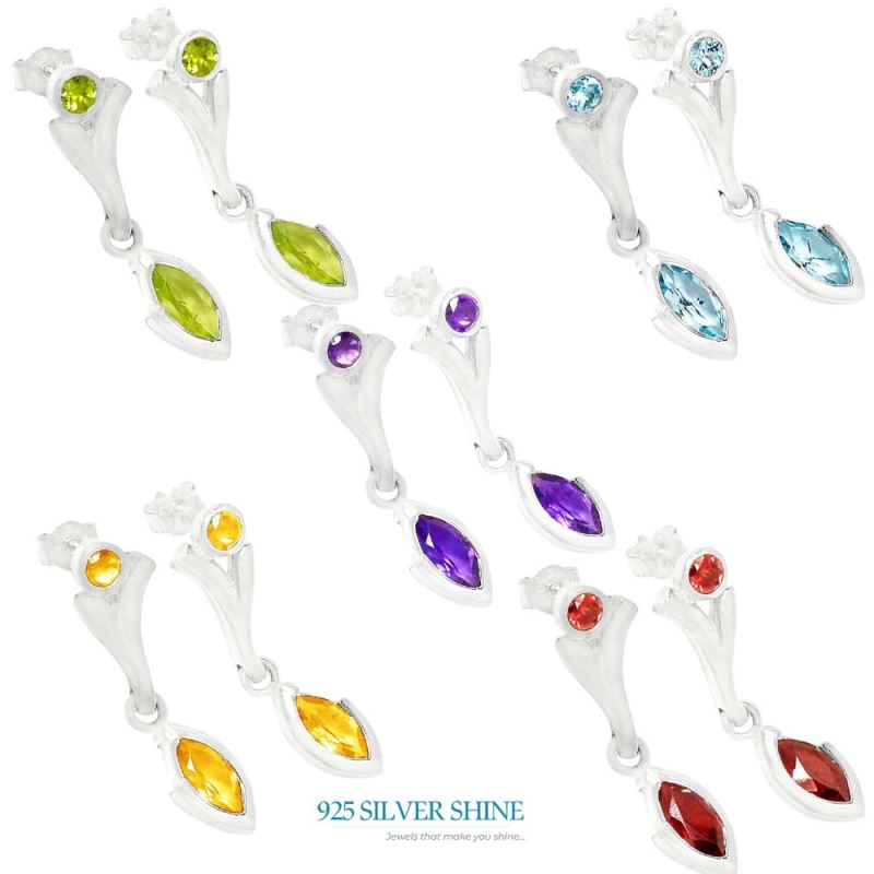 Genuine Amethyst Gemstone Earrings In Solid 925 Silver 925SE629_1