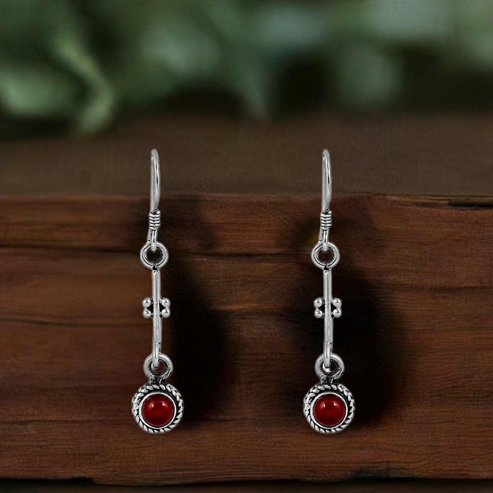 Stunning Natural Red Onyx Gemstone Earring In 925 Solid Silver Jewelry 925SE63