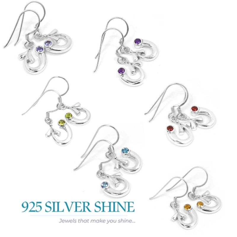925 Sterling Silver Earrings In Natural Amethyst Gemstone 925SE645_1