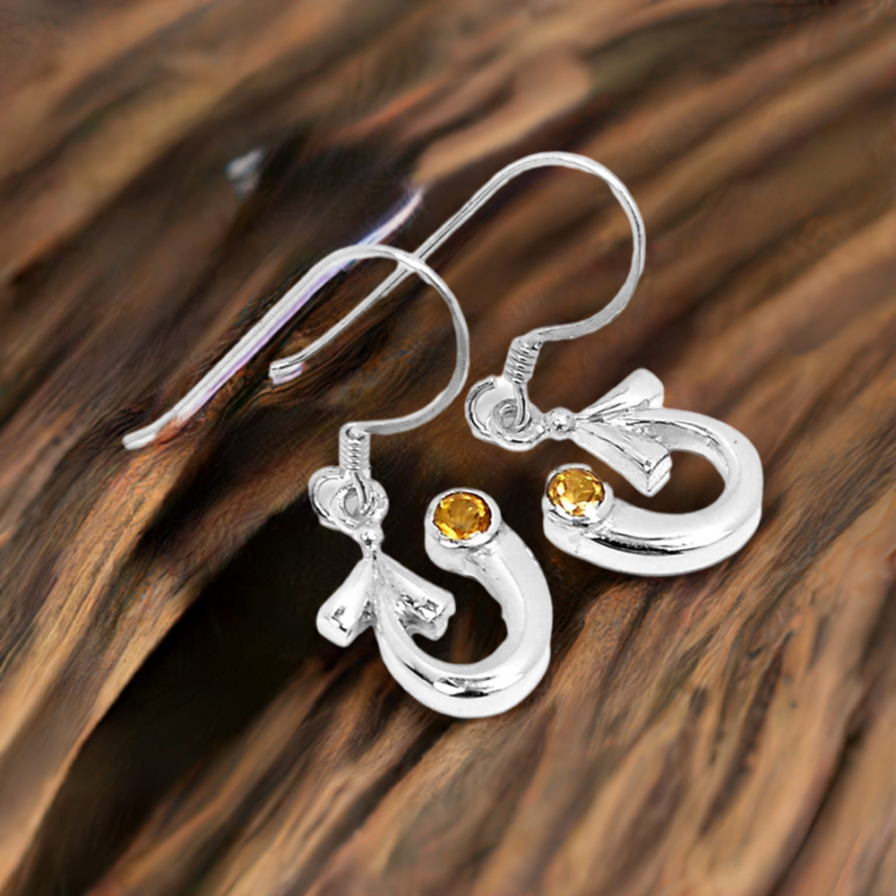 925 Sterling Silver Earrings In Genuine Citrine Gemstone 925SE647