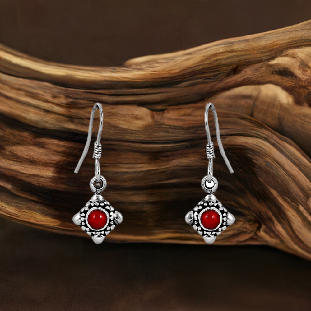 Genuine Carnelian Semi Precious Gemstone Earring In Sterling Silver Jewelry 925SE65