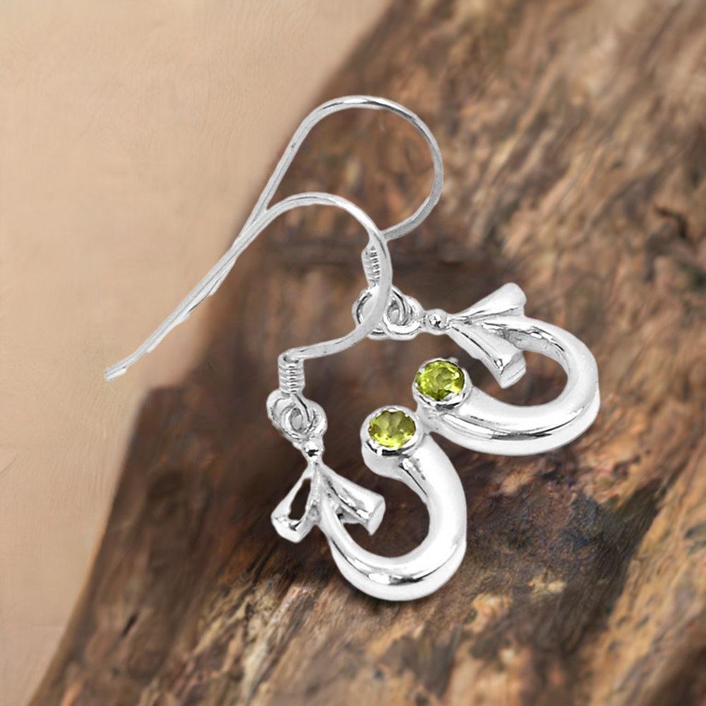Genuine Peridot Gemstone Earrings In 925 Sterling Silver Jewelry 925SE650