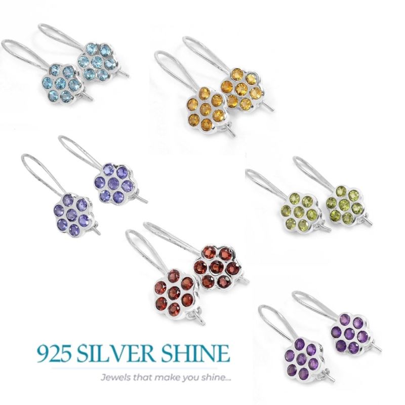 Natural Blue Topaz Gemstone Earrings In 925 Sterling Silver Jewelry 925SE657_1