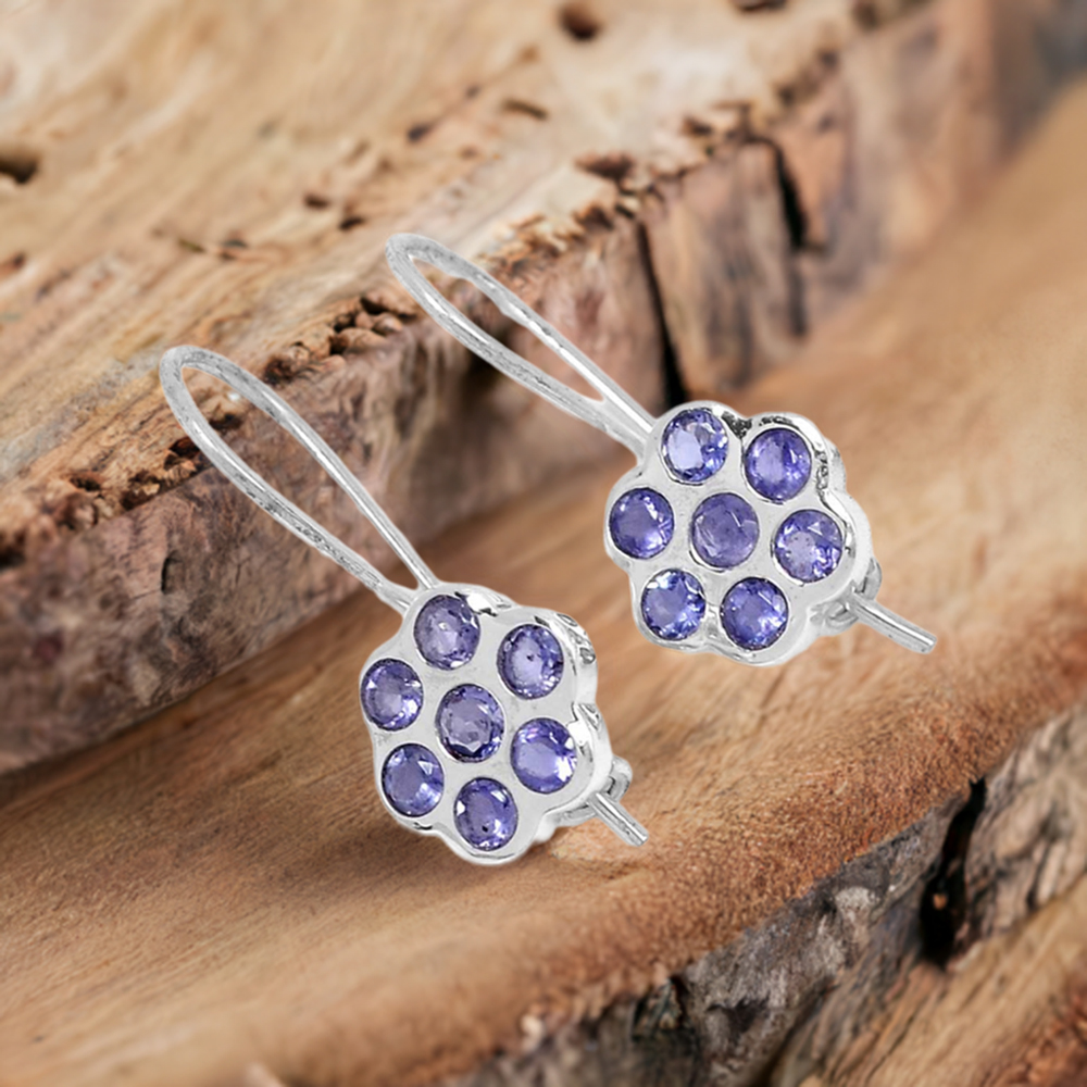 925 Sterling Silver Earrings In Iolite Gemstone Jewelry 925SE660