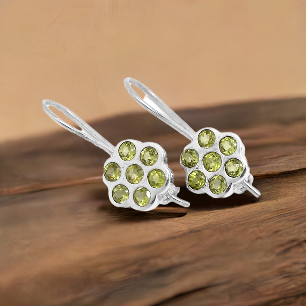 925 Sterling Silver Earrings In Peridot Gemstone Jewelry 925SE661
