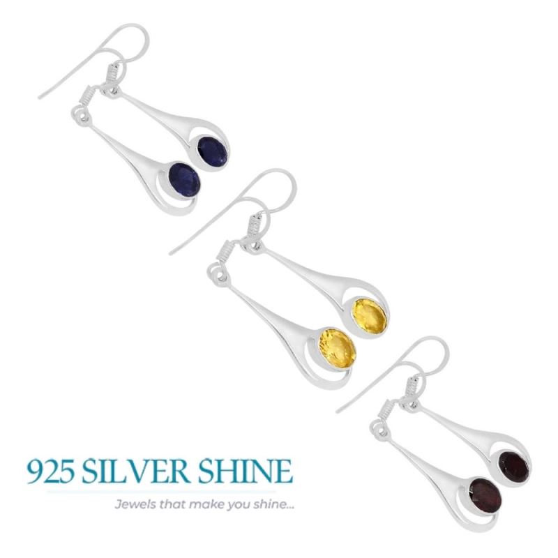 925 Sterling Silver Earrings In Citrine Gemstone Jewelry 925SE662_1