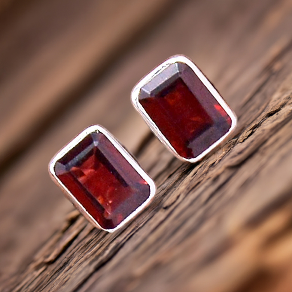 925 Sterling Silver Handmade Earrings In Garnet Gemstone Jewelry 925SE667