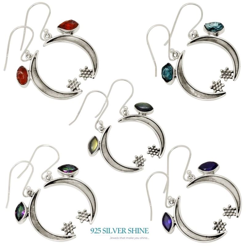 925 Sterling Silver Handmade Earrings In Iolite Gemstone Jewelry 925SE678_1