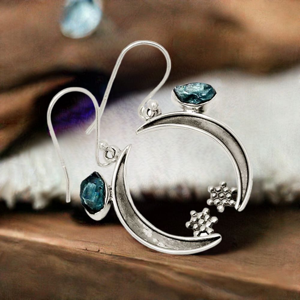 925 Sterling Silver Earrings In Apatite Gemstone Jewelry 925SE679