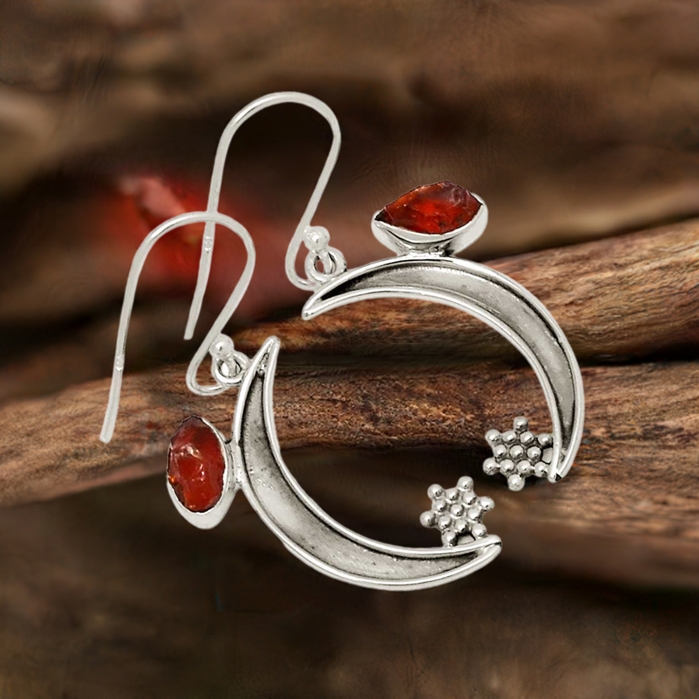 925 Sterling Silver Earrings In Carnelian Gemstone Jewelry 925SE680