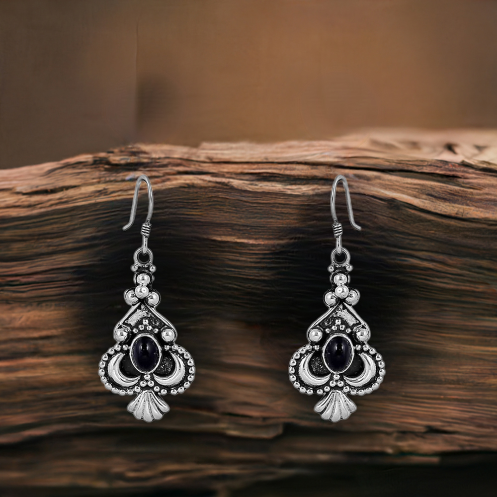 Genuine Black Onyx Gemstone Earring In 925 Sterling Silver Jewelry 925SE69