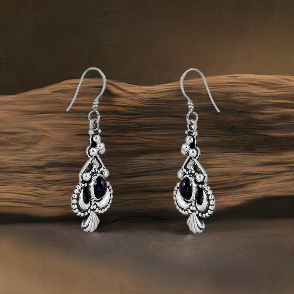 Genuine Black Onyx Gemstone Earring In 925 Sterling Silver Jewelry 925SE69_0