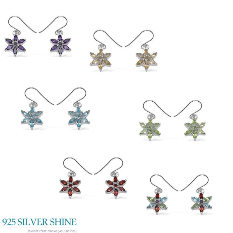 Semi Precious Blue Topaz Gemstone Earrings In Solid 925 Silver 925SE707_1