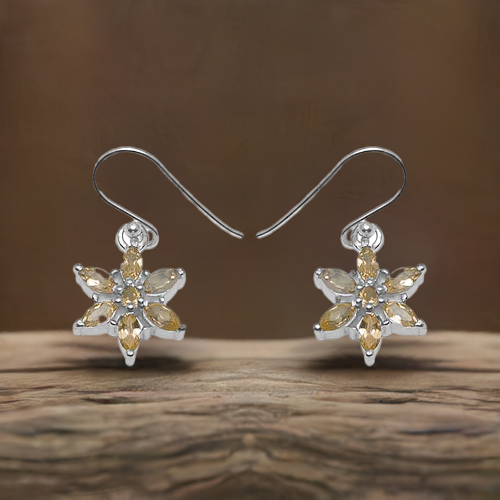Genuine Citrine Gemstone Earrings In Solid 925 Silver 925SE708