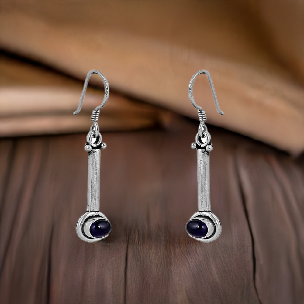 Natural Iolite Gemstone Earring In 925 Sterling Silver Jewelry 925SE71_0