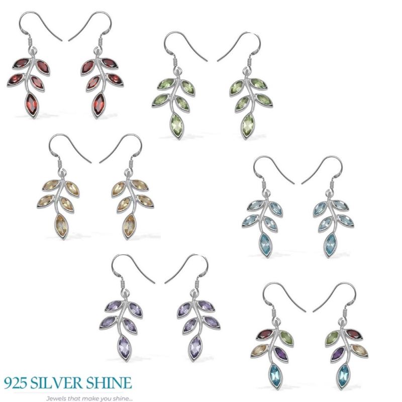 925 Sterling Silver Earrings In Natural Garnet Gemstone 925SE715_2