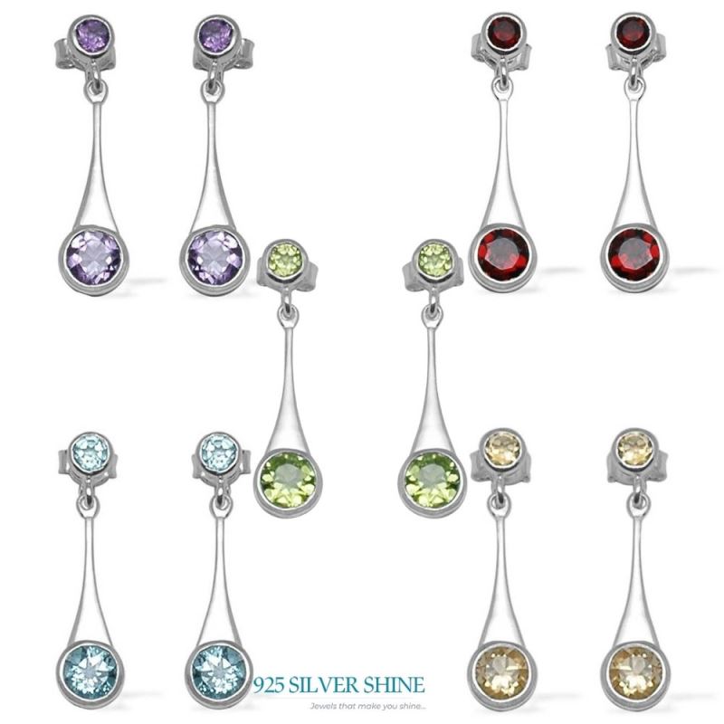 925 Sterling Silver Earrings In Natural Blue Topaz Gemstone 925SE718_2