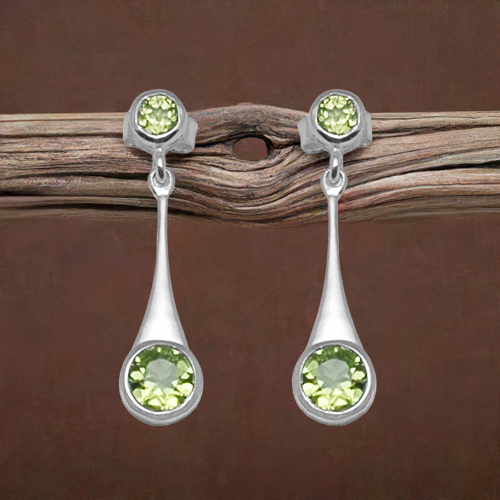 925 Sterling Silver Earrings In Natural Peridot Gemstone 925SE721