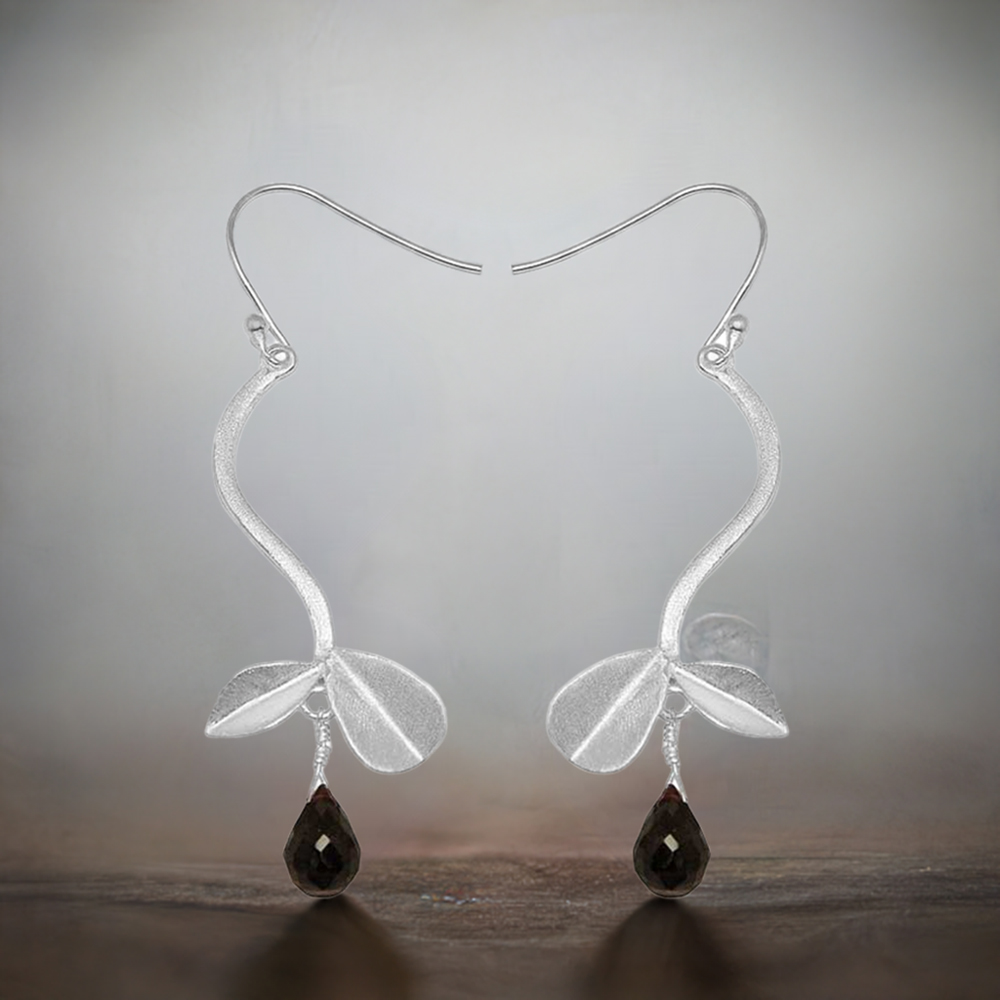 Genuine Black Onyx Gemstone Earrings In 925 Sterling Silver Jewelry 925SE729