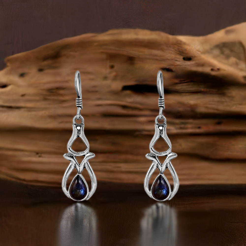 Blue Fire Labradorite Gemstone Earring In 925 Sterling Silver Jewelry 925SE73