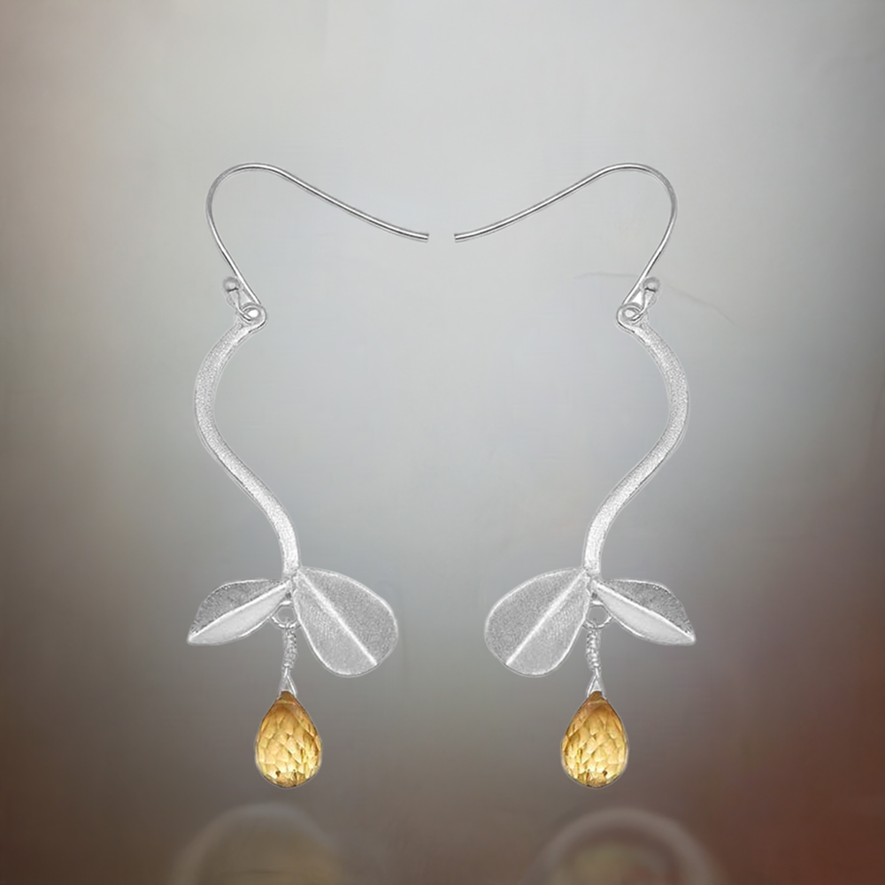 Natural Citrine Gemstone Earrings In 925 Sterling Silver Jewelry 925SE730