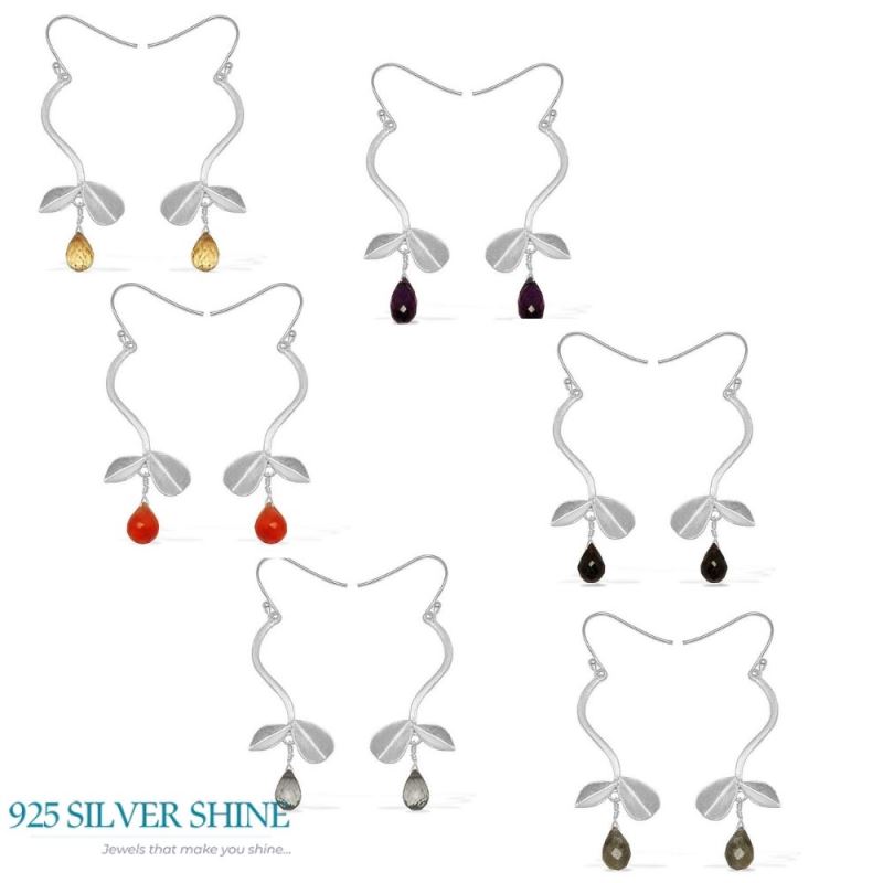 Semi Precious Green Amethyst Gemstone Earrings In 925 Sterling Silver Jewelry 925SE731_2