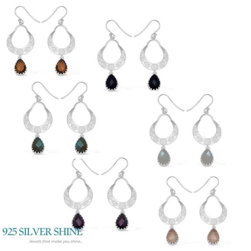 Semi Precious Labradorite Gemstone Earrings In 925 Sterling Silver Jewelry 925SE734_2