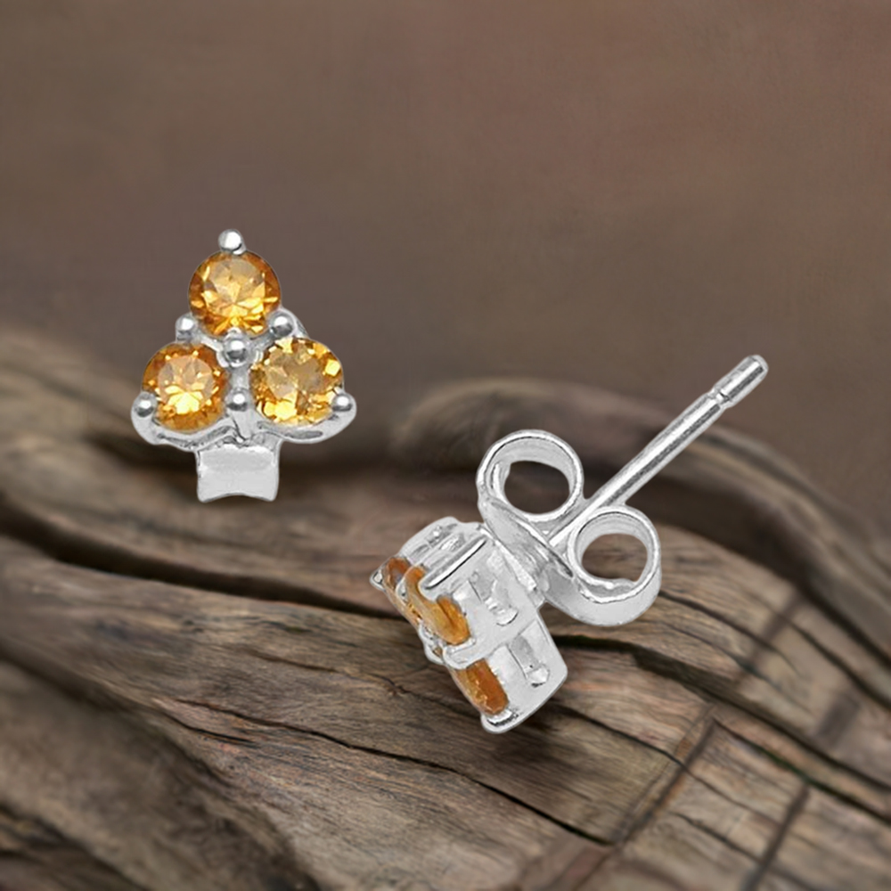 925 Sterling Silver Handmade Earrings In Citrine Gemstone Jewelry 925SE745
