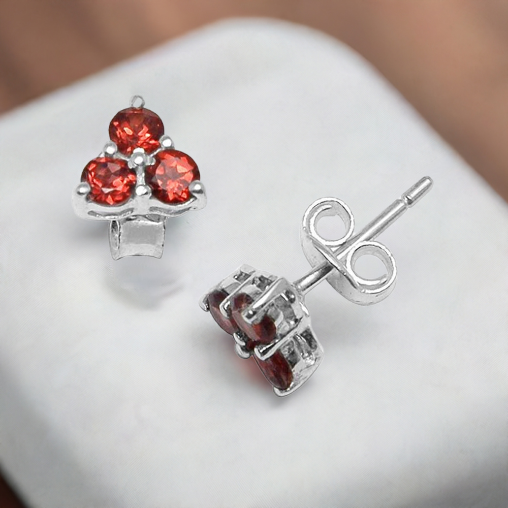 925 Sterling Silver Earrings In Garnet Gemstone Jewelry 925SE750