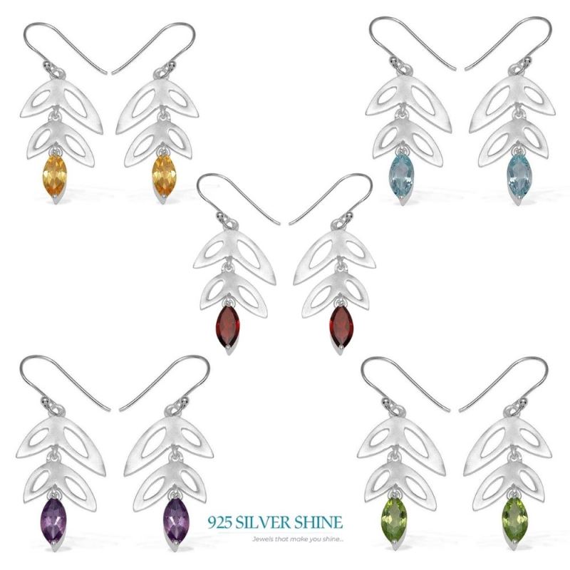 925 Sterling Silver Earrings In Garnet Gemstone Jewelry 925SE759_2