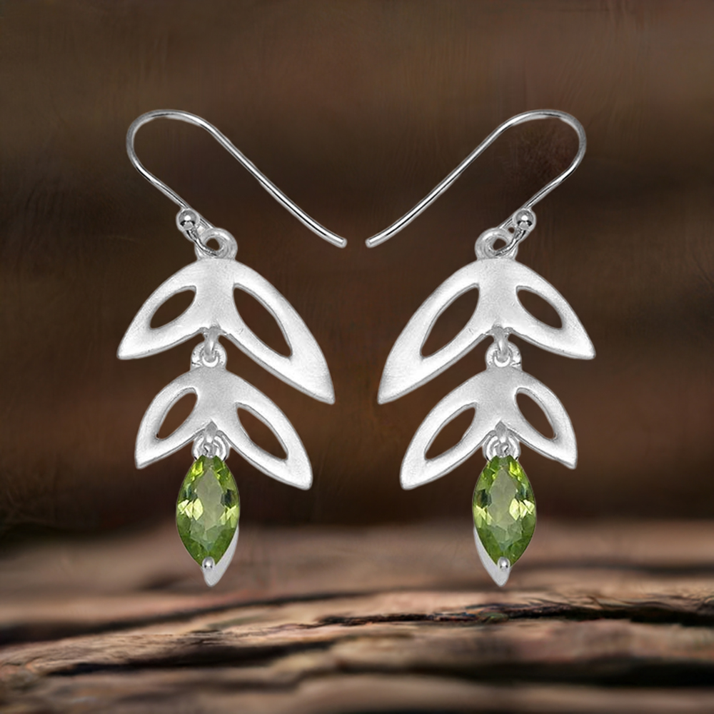 925 Sterling Silver Earrings In Peridot Gemstone Jewelry 925SE760