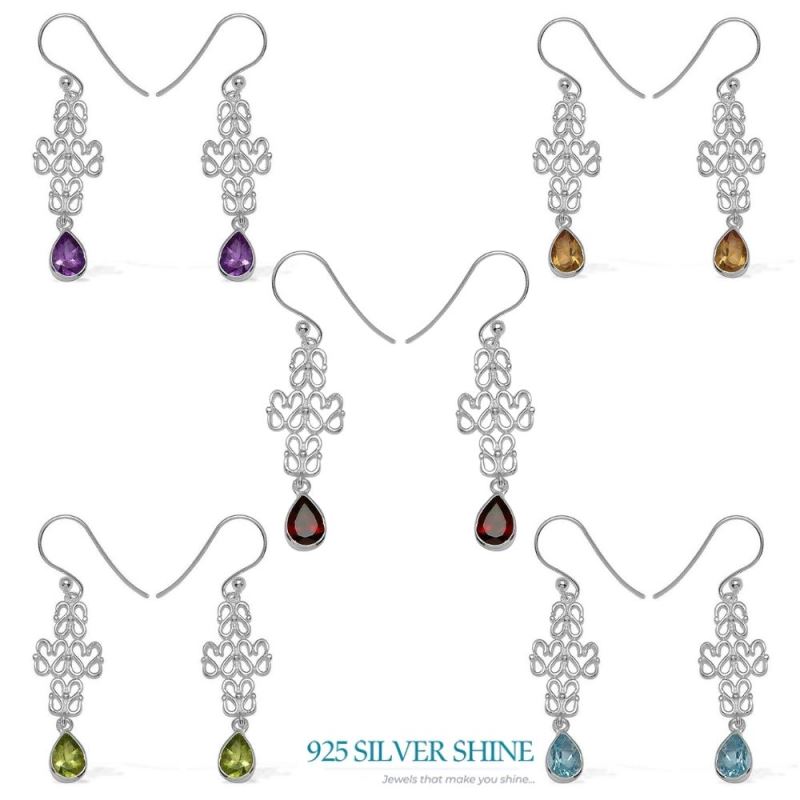 925 Sterling Silver Handmade Earrings In Blue Topaz Gemstone Jewelry 925SE768_1