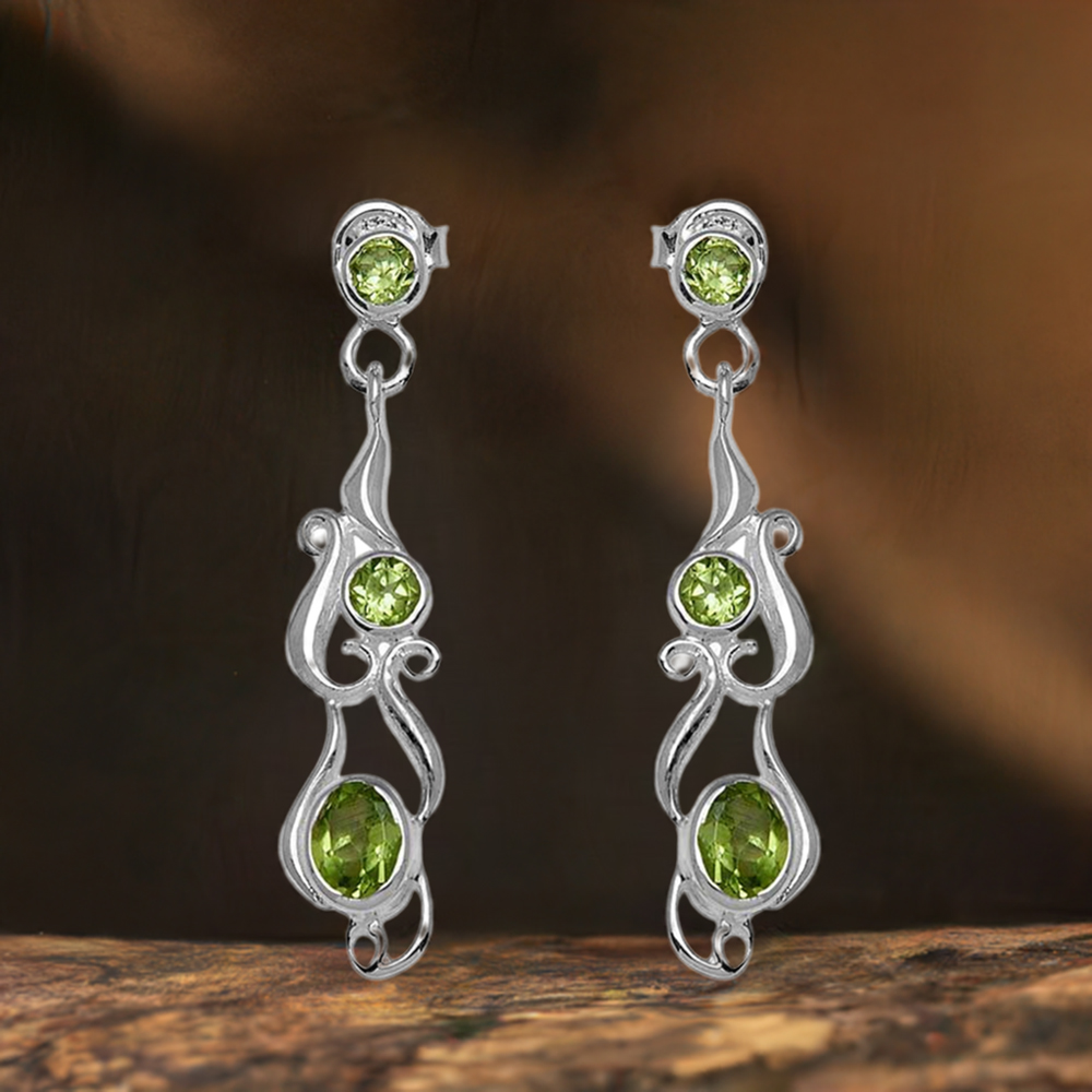 925 Sterling Silver Handmade Earrings In Peridot Gemstone Jewelry 925SE771