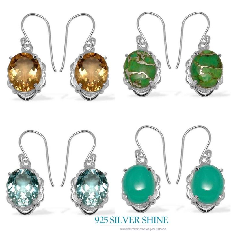 925 Sterling Silver Earrings In Natural Citrine Gemstone 925SE791_2