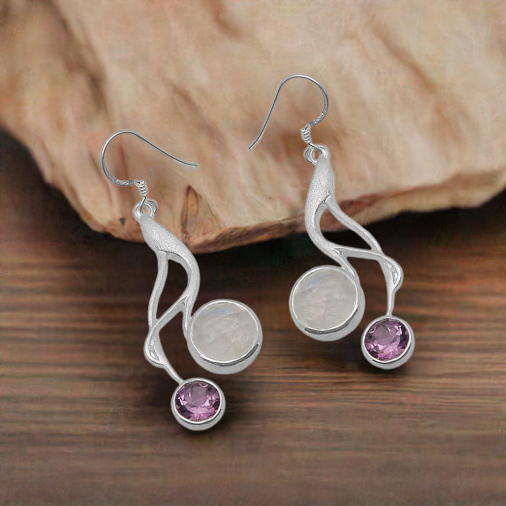 925 Sterling Silver Earrings In Genuine Multi Gemstone 925SE805