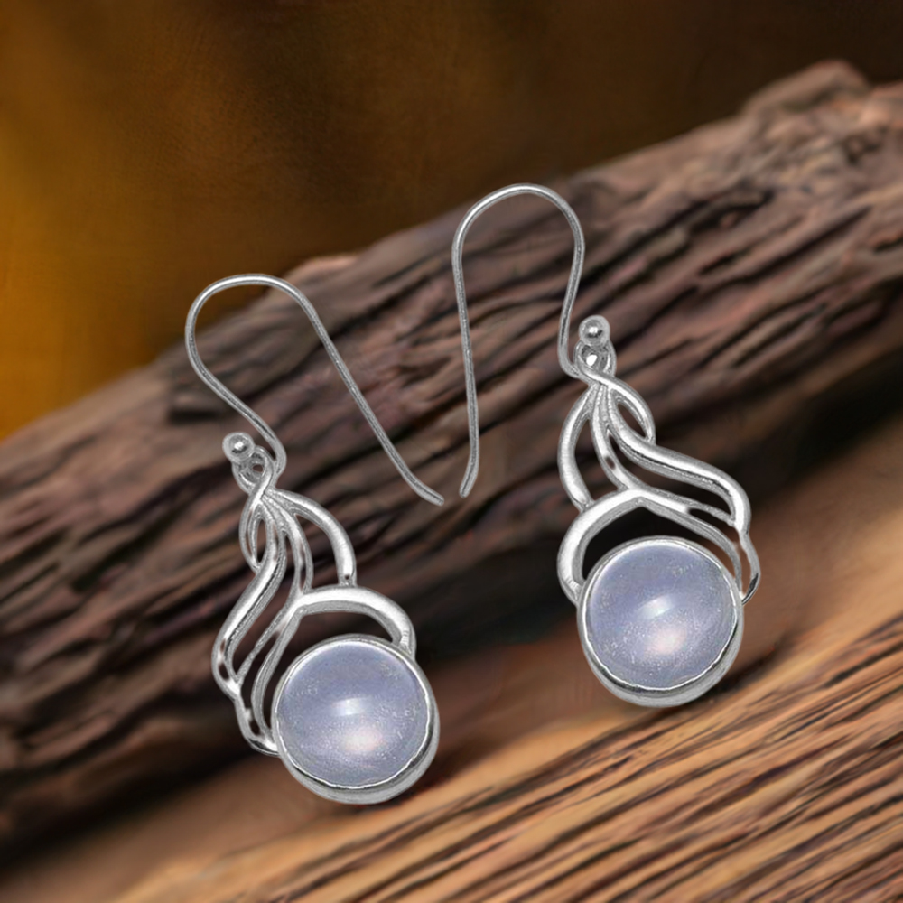 Genuine Rainbow Moonstone Earrings In 925 Sterling Silver Jewelry 925SE817