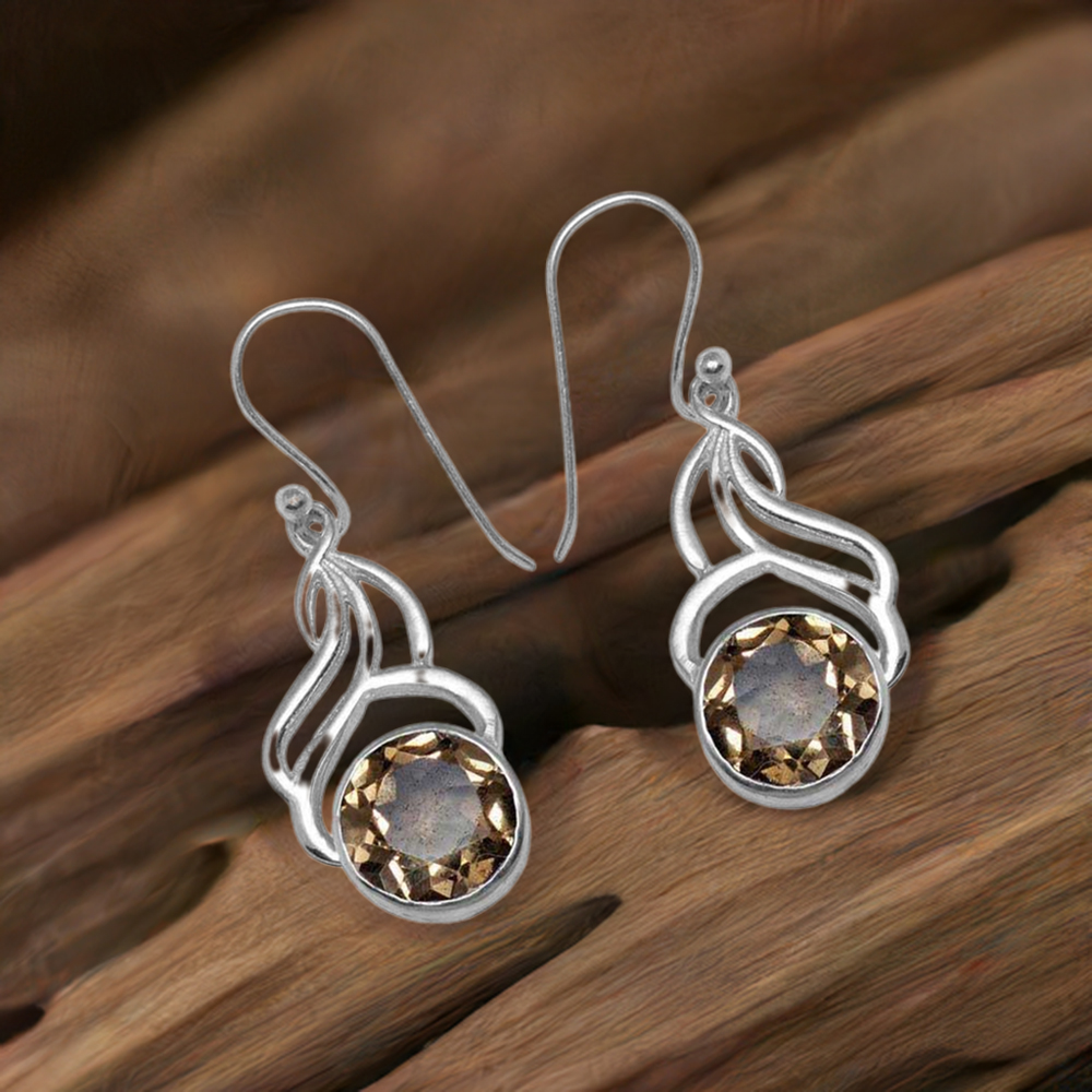 925 Sterling Silver Earrings In Citrine Gemstone Jewelry 925SE818