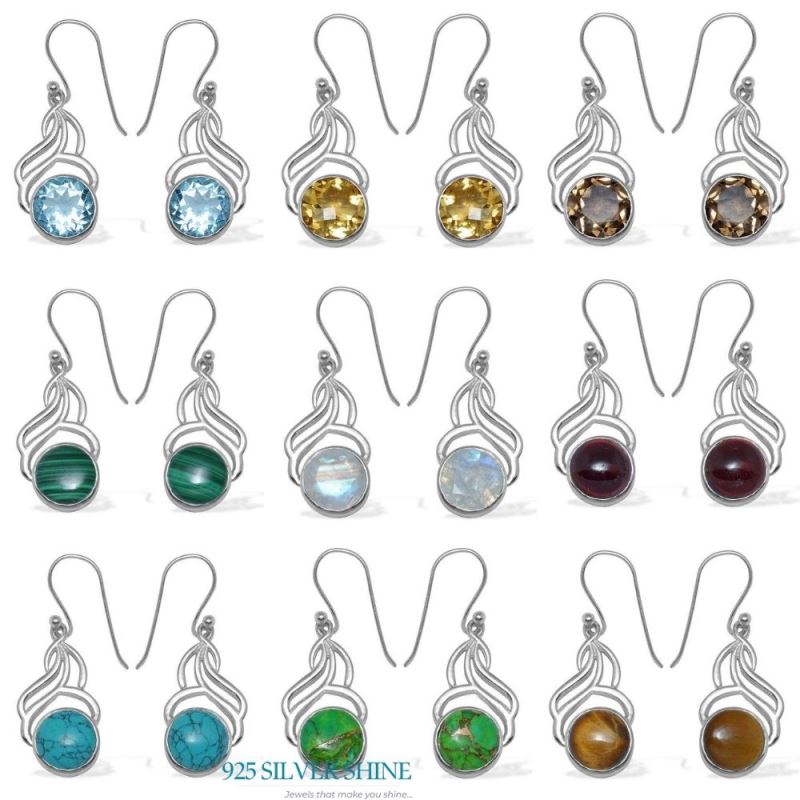 925 Sterling Silver Earrings In Malachite Gemstone Jewelry 925SE819_1