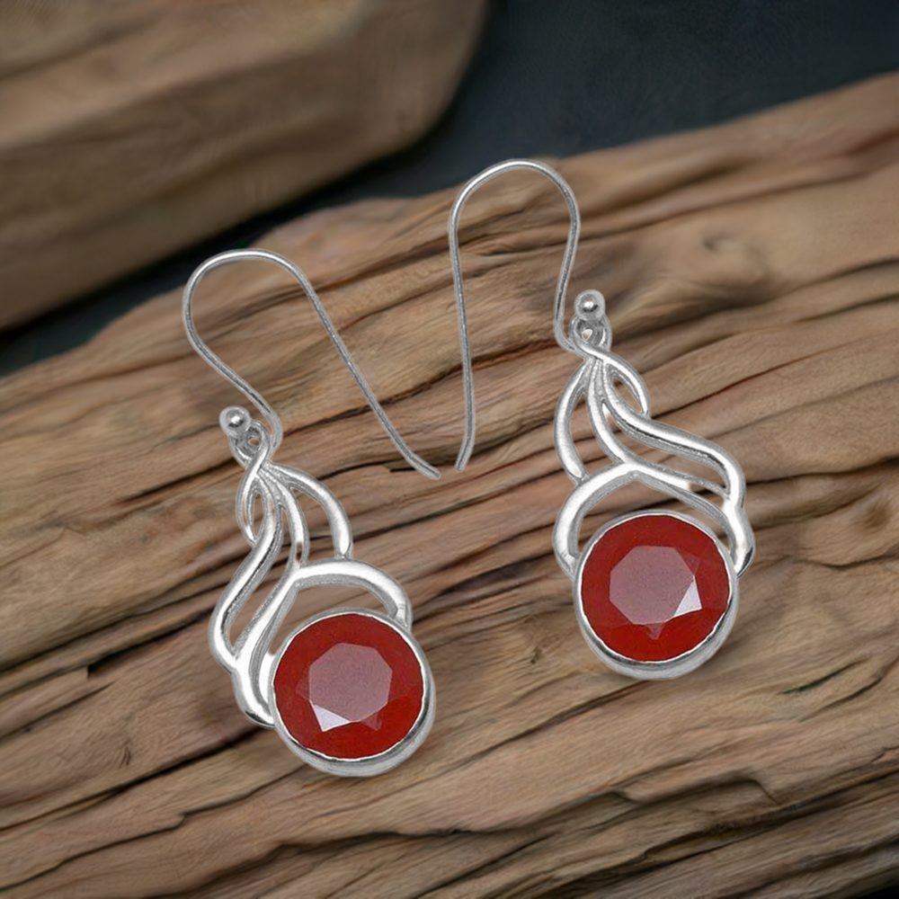 925 Sterling Silver Earrings In Garnet Gemstone Jewelry 925SE820