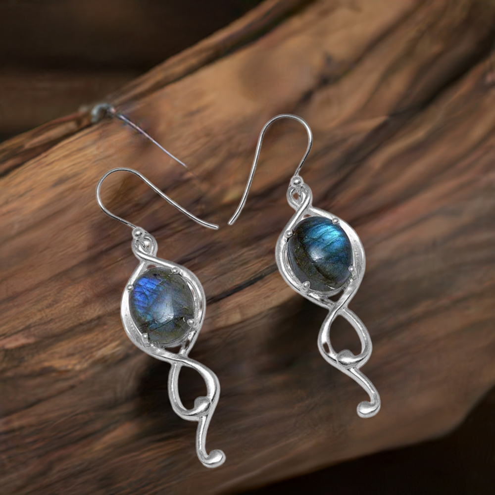 925 Sterling Silver Handmade Earrings In Labradorite Gemstone Jewelry 925SE825
