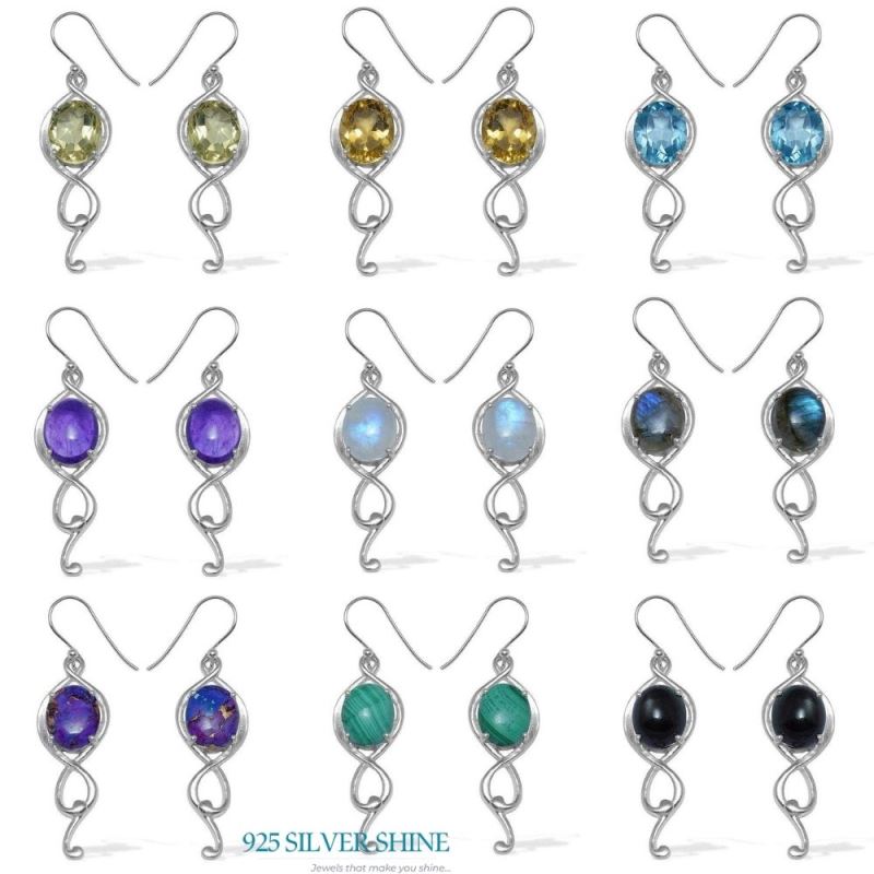 925 Sterling Silver Earrings In Blue Topaz Gemstone Jewelry 925SE831_2