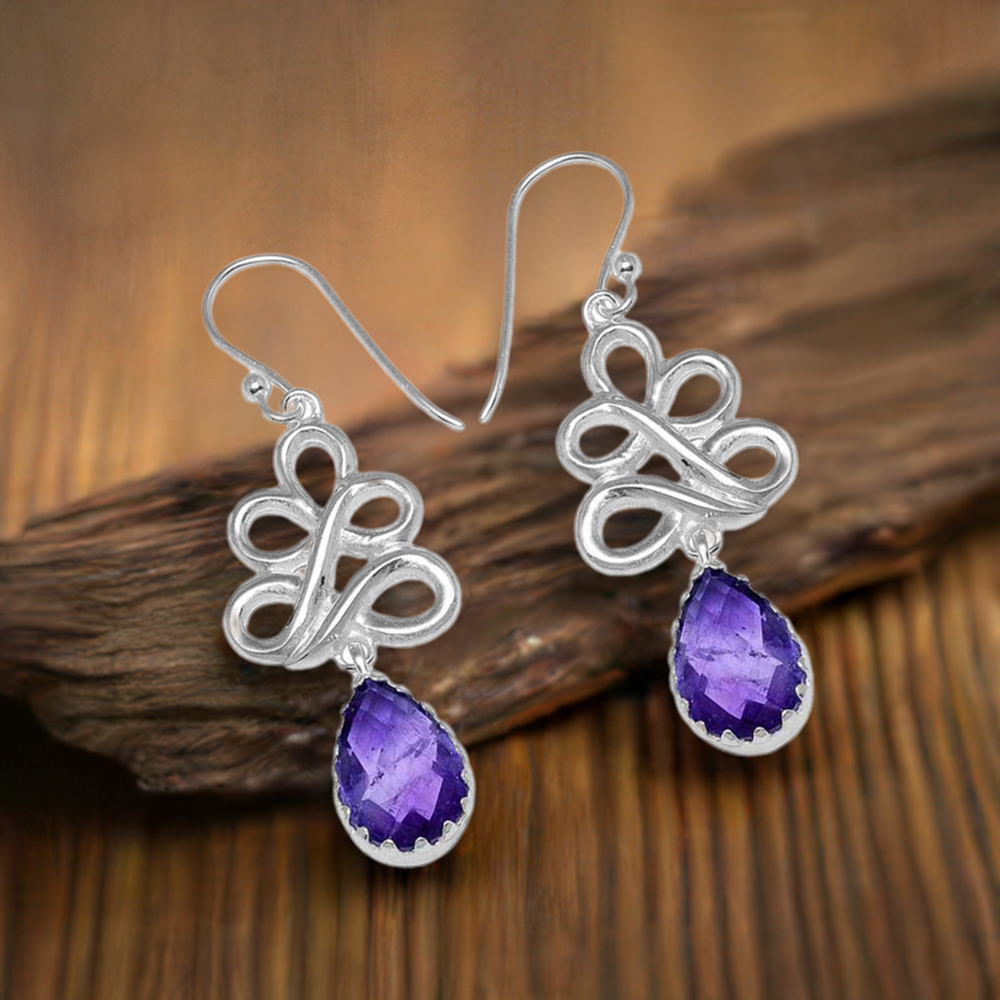 925 Sterling Silver Earrings In Iolite Gemstone Jewelry 925SE838