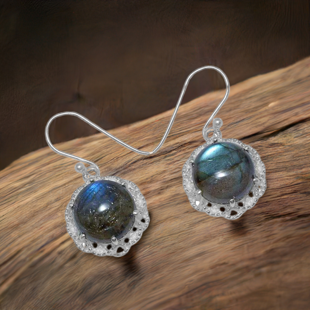 925 Sterling Silver Handmade Earrings In Labradorite Gemstone Jewelry 925SE845