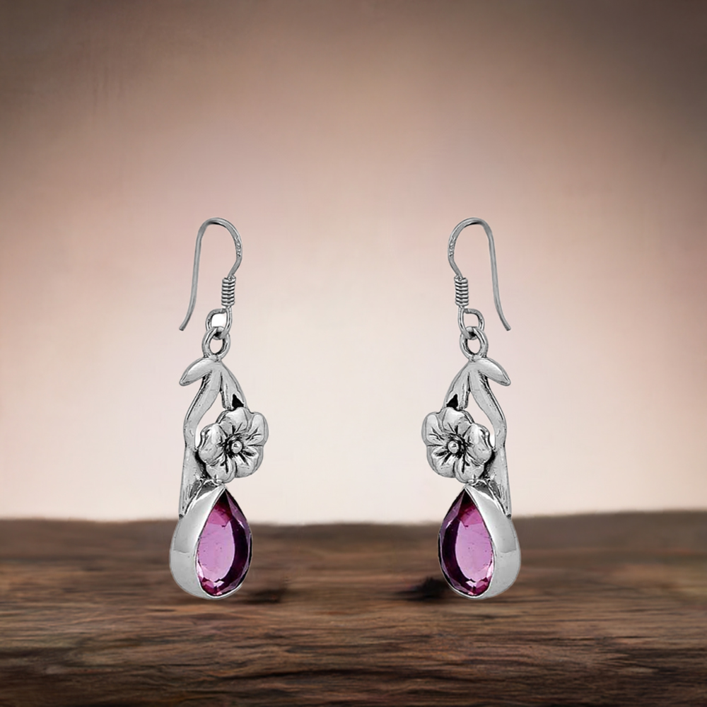 Pink Amethyst Gemstone Earring In 925 Sterling Silver Jewelry 925SE85_0