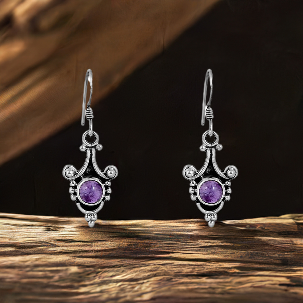Amethyst Handmade Earring In 925 Sterling Silver Jewelry 925SE86