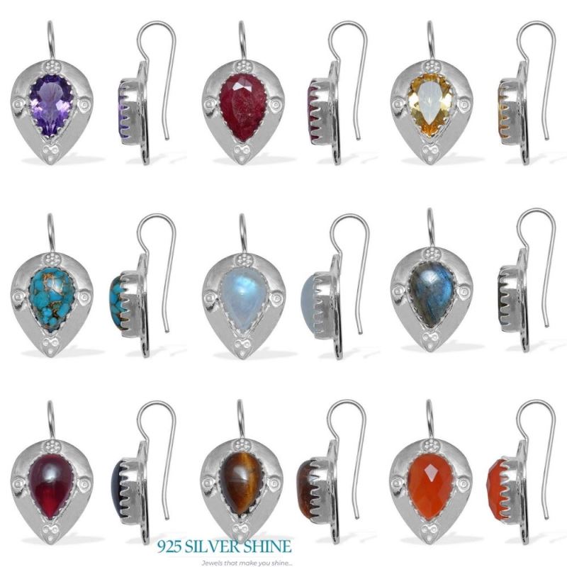 Genuine Carnelian Gemstone Earrings In Solid 925 Silver 925SE866_2