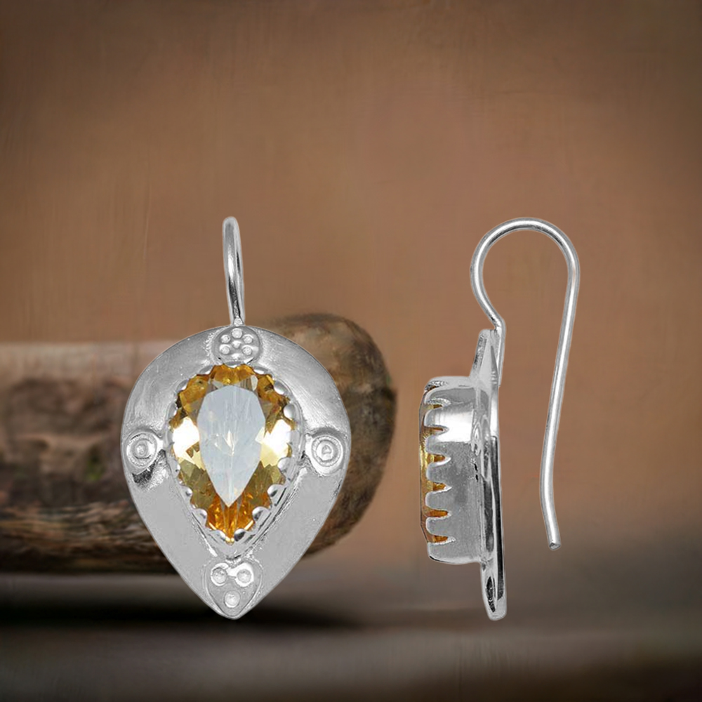 Genuine Citrine Gemstone Earrings In Fine 925 Sterling Silver 925SE869