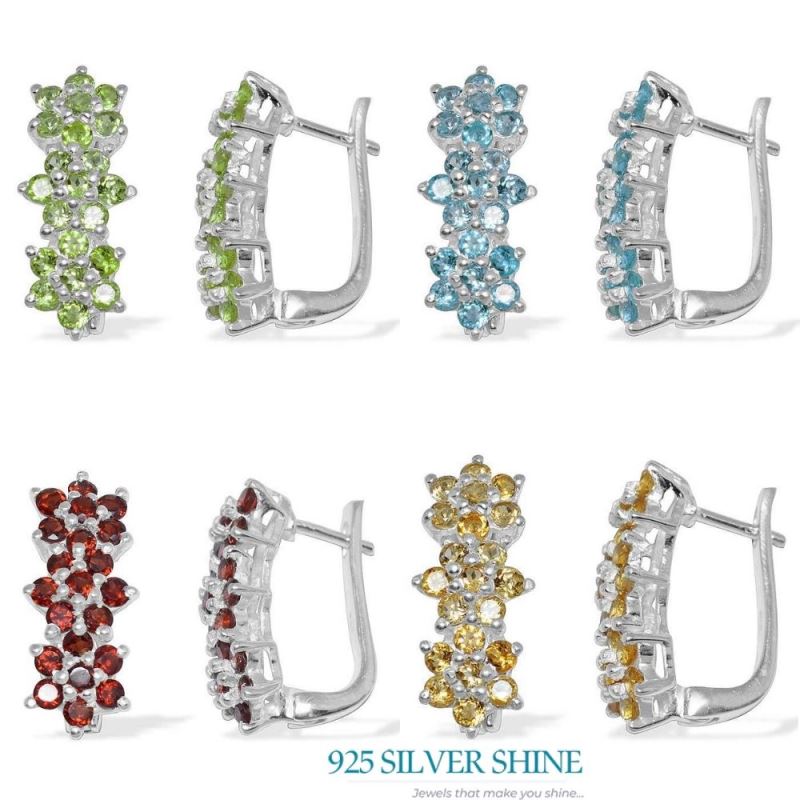 925 Sterling Silver Earrings In Semi Precious Blue Topaz Gemstone 925SE874_2