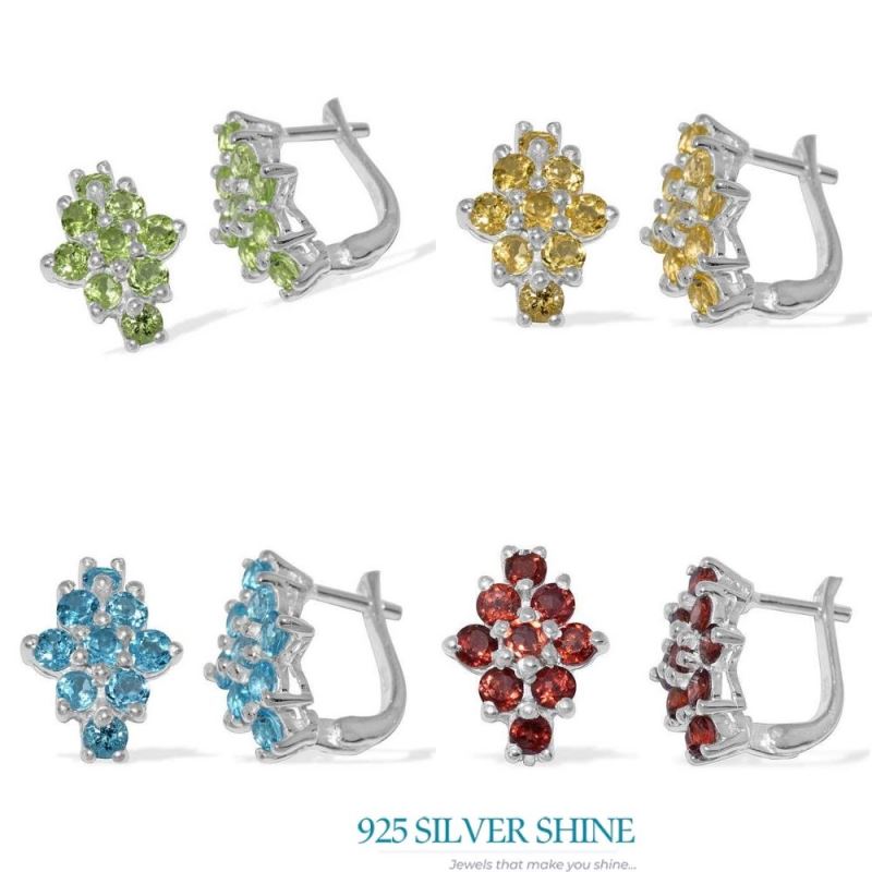 925 Sterling Silver Earrings In Genuine Citrine Gemstone 925SE878_2