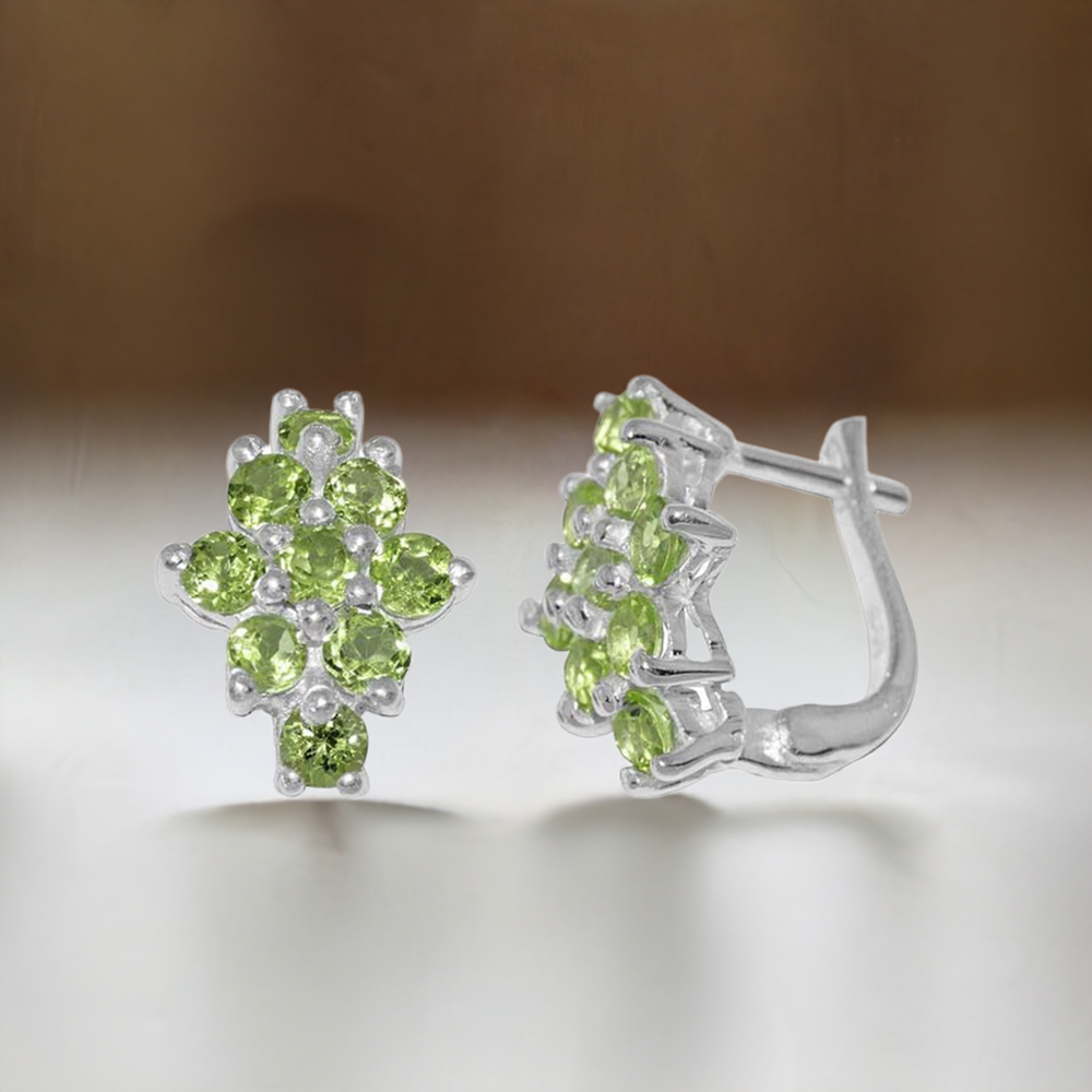 925 Sterling Silver Earrings In Natural Peridot Gemstone 925SE879